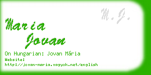 maria jovan business card